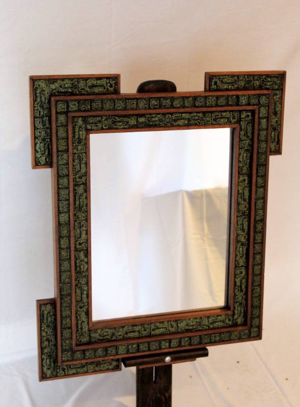 lot 27 image: Stone Mosaic Inlay mirror - Made in Mexico