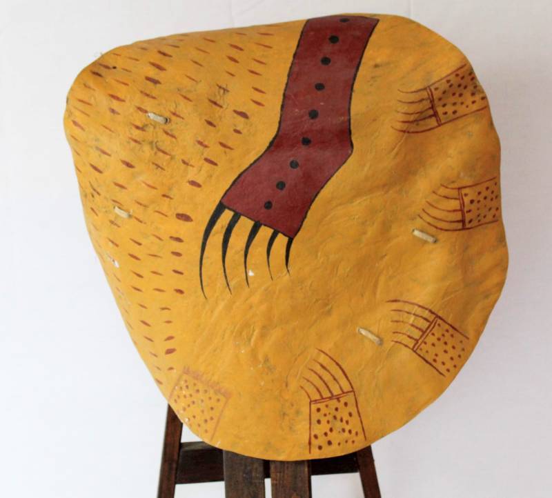 lot 38 image: Native American Dance Shield with Bear Claw design