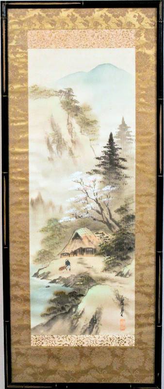 lot 1130 image: Watercolor Illustration Scene of Mountain House