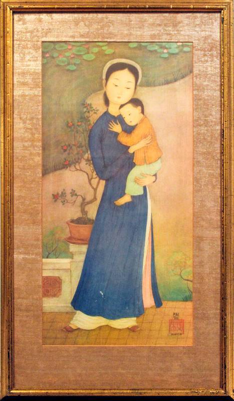lot 1134 image: Mai Trung Thu - Mother with Child - Print - Signed