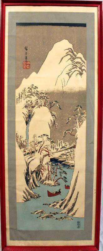 lot 1136 image: Utagawa Hiroshige - Snow View of Fuji River - Print
