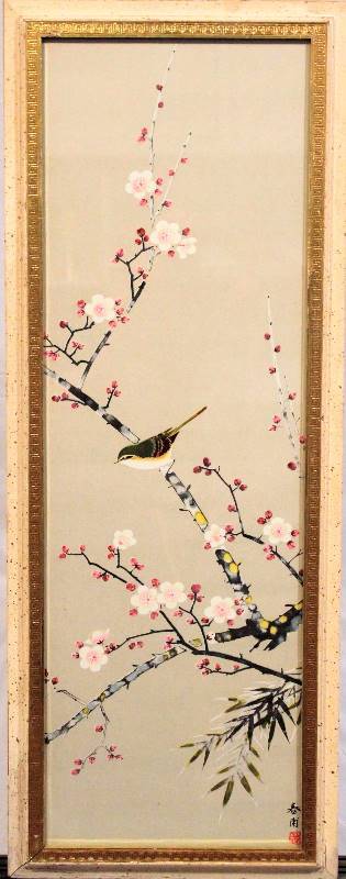 lot 1142 image: Small Bird on Cherry Blossom Branch - Print