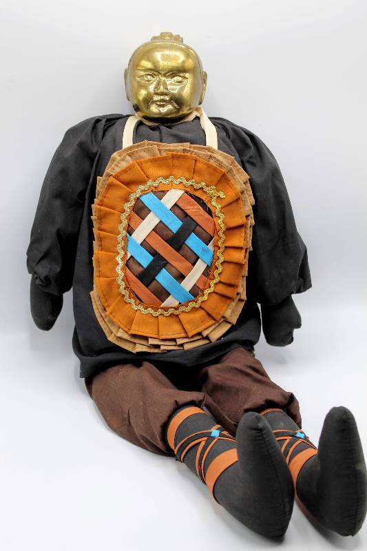 lot 1102 image: Shaolin Monk Doll Brass Head