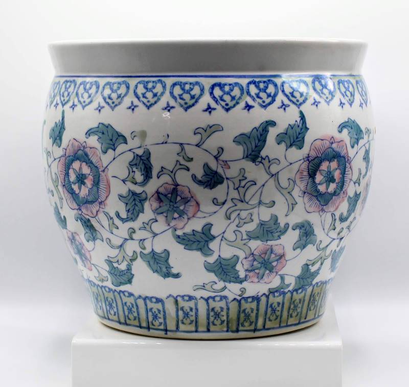 lot 1074 image: Oriental Floral Design Fishbowl Planter