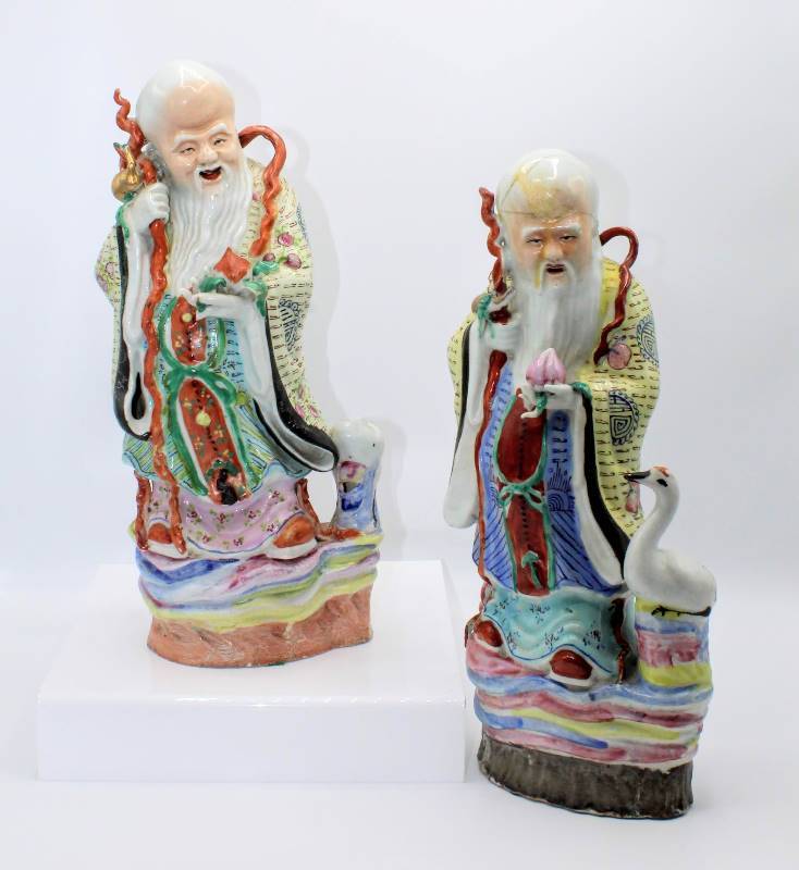 lot 1081 image: Shou Lao (God of Longevity) Figurines 14 Tall