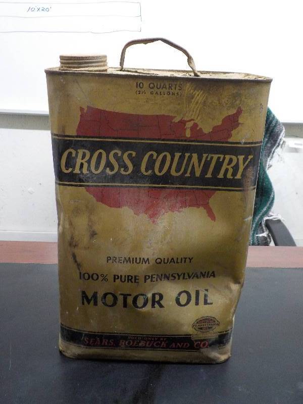 lot 5700 image: rare cross country motor oil 2 12 gallon can