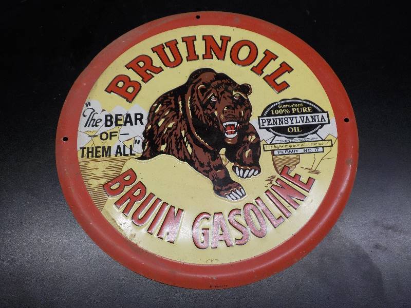 lot 5714 image: bruinoil metal sign