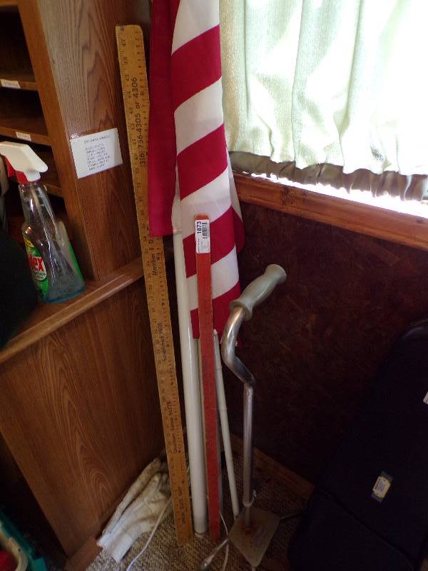lot 1873 image: Yard Sticks, Flag, Footed Cane