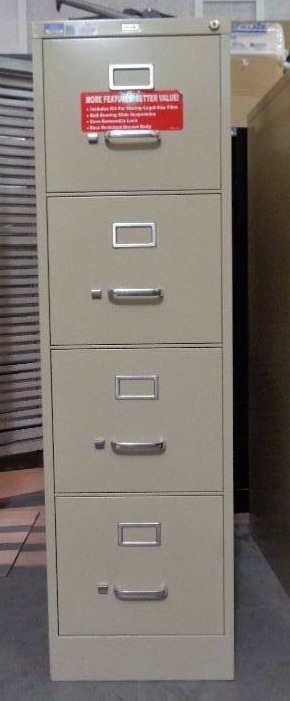 lot 7611 image: Hirsh 4 Drawer Vertical File Cabinet, Beige