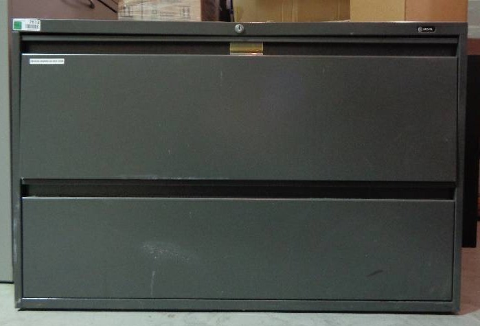lot 7613 image: Global 2 Drawer Metal Lateral File Cabinet, Gray