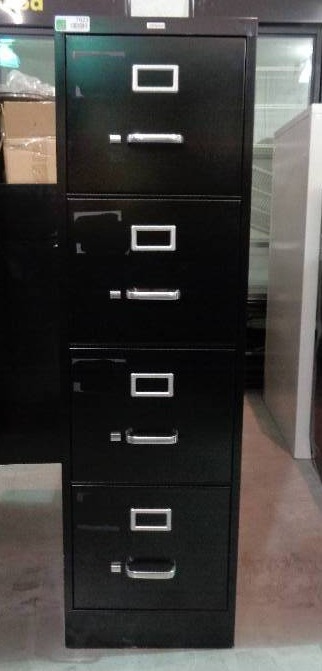 lot 7623 image: realspace 4 Drawer Vertical Metal File Cabinet, Black