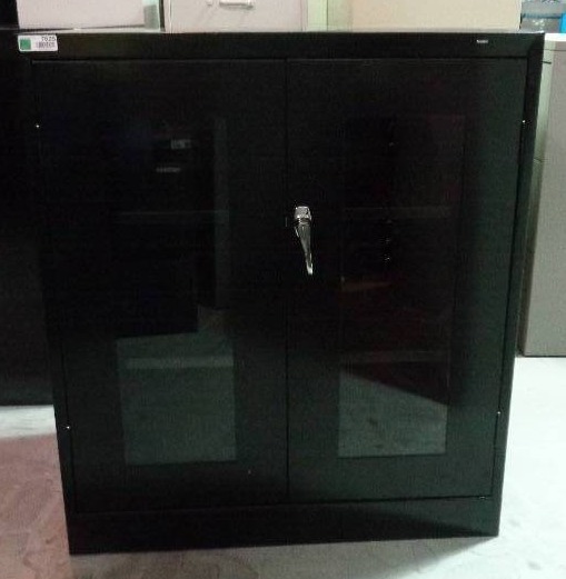 lot 7625 image: Tennsco C-Thru Counter Height Locking Cabinet, Black
