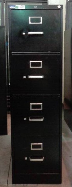 lot 7626 image: HON 4 Drawer Vertical Metal File Cabinet, Black
