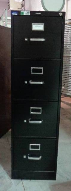 lot 7629 image: HON 4 Drawer Vertical Metal File Cabinet, Black