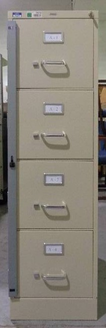 lot 7672 image: Staples 4 Drawer Vertical Metal File Cabinet, Locking File Cabinet