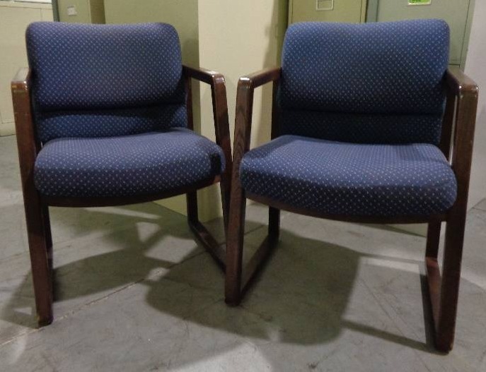 lot 7696 image: Set of 2 Navy Upholstered Office Chairs