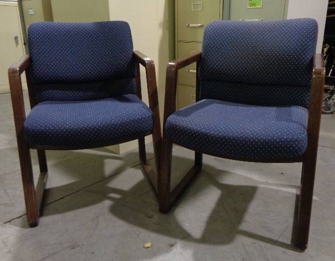 lot 7697 image: Set of 2 Navy Upholstered Office Chairs
