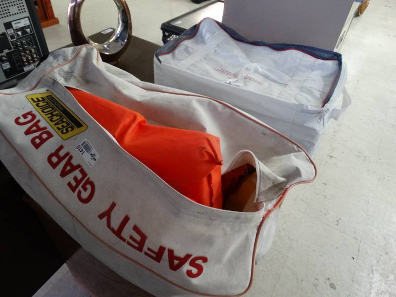 lot 1410 image: lot of two Safety Bags With Life Vests and Fire Extinguishers