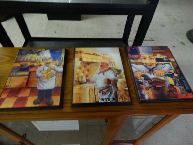lot 1426 image: lot of 3 Cooking chefs Art work