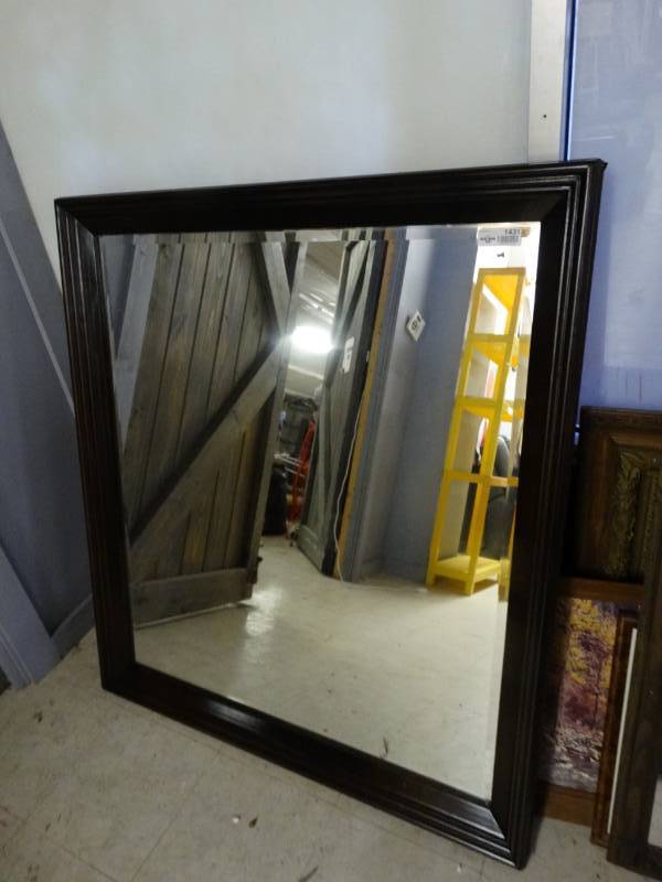 lot 1431 image: wall mirror with wooden frame 42x47