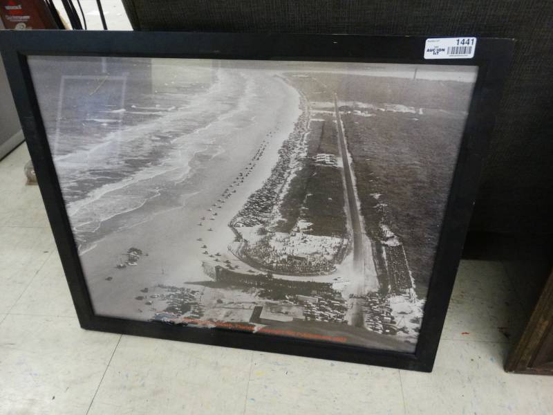 lot 1441 image: Framed Photo of Dayton Beach, Florida 1950