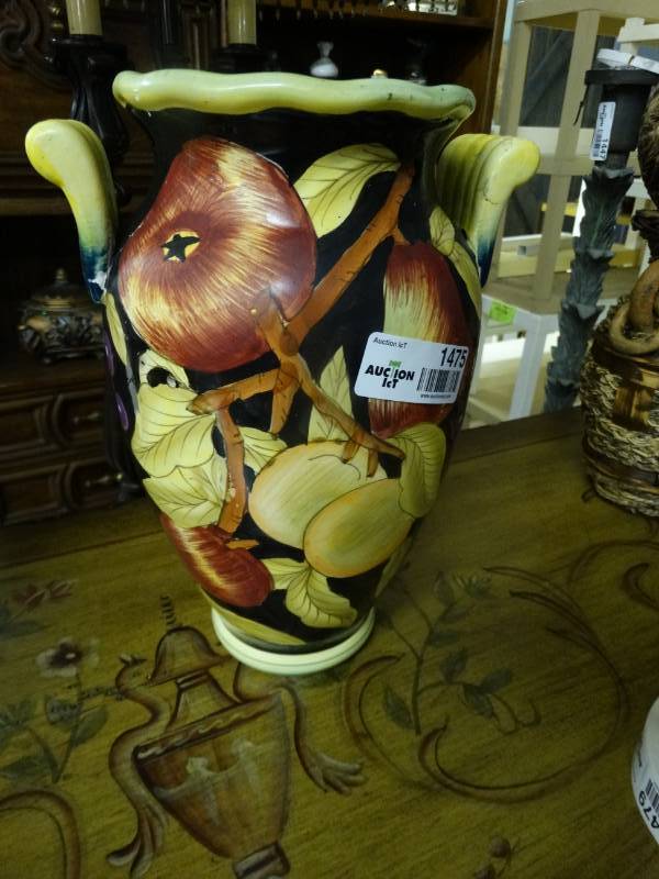 lot 1475 image: Hand painted double handle pottery type vase- 12