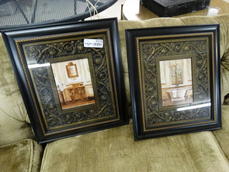 lot 1515 image: 2 framed bathroom wall art