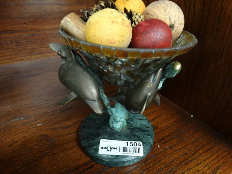 lot 1504 image: Bronze table top Dolphin statue- Very expensive