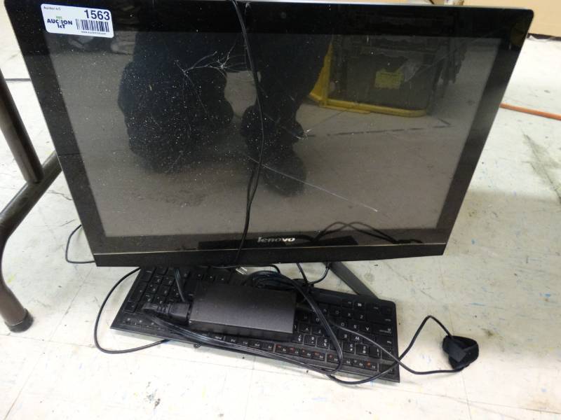 lot 1563 image: Lenovo LCD monitor & keyboard