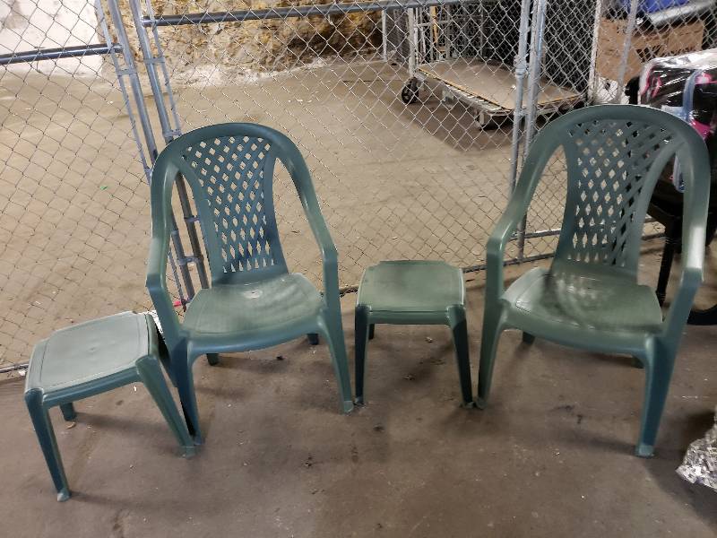 lot 1383 image: 2 Outdoor Chairs and Side Tables