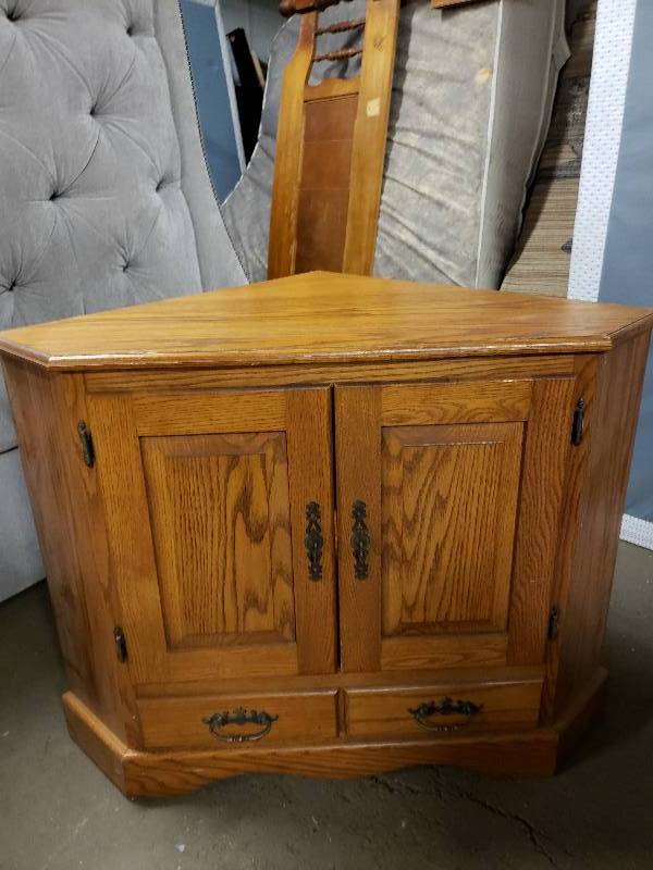 lot 1434 image: Wooden Corner Media Stand