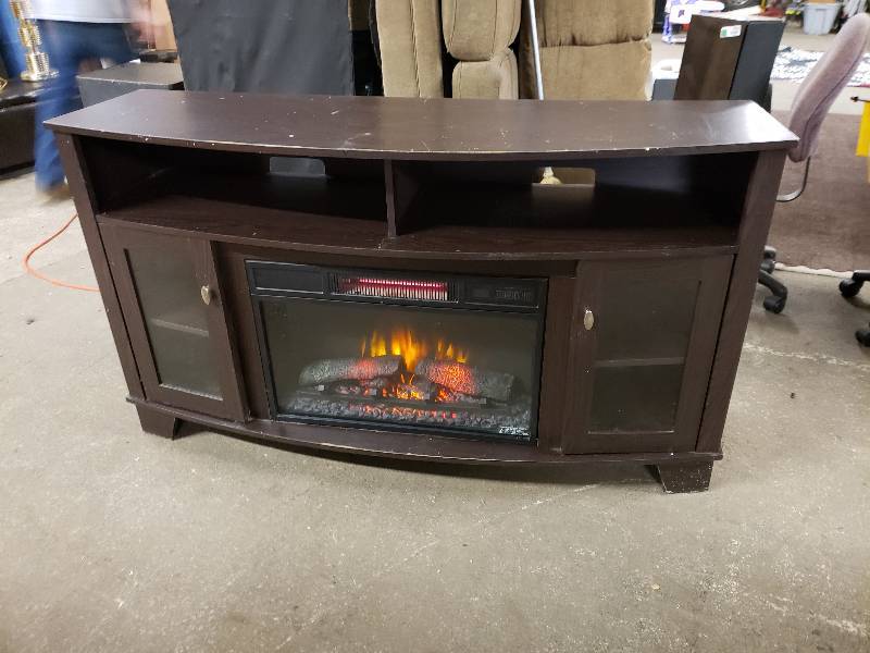 lot 1436 image: Very Nice Media Stand with Built in Fireplace