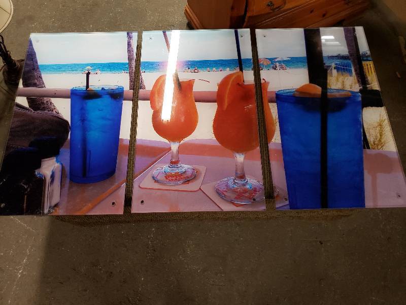 lot 1442 image: 3 Modern Plexi GLass Pictures