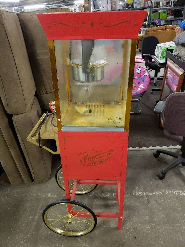 lot 1480 image: Movie Time Popcorn Machine with Rolling Stand