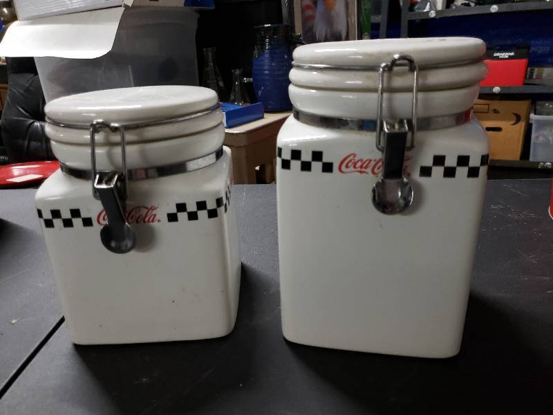 lot 9373 image: 2 Piece Coca Cola Cannister Set