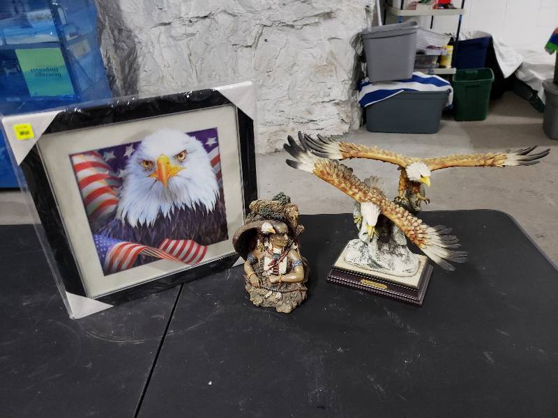 lot 9389 image: Nice Eagle Statue and Picture Lot