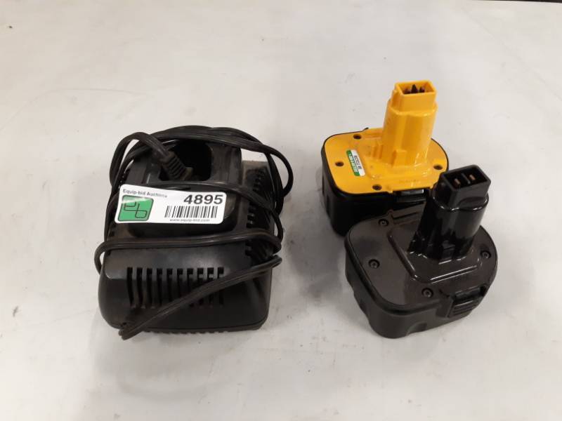 lot 4895 image: DW9118 7.2V - 14.4V 1-Hour Battery Charger  TWO BATTERIES