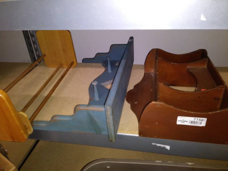 lot 7158 image: 3 Wooden wall shelfs.