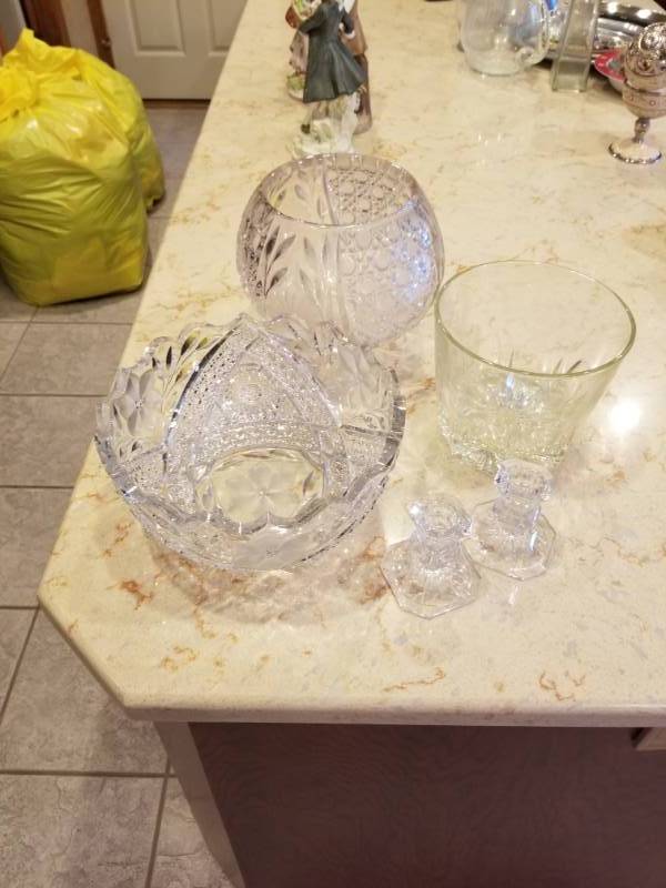 lot 41 image: Cut Glass Bowls, Candlestick Holders�