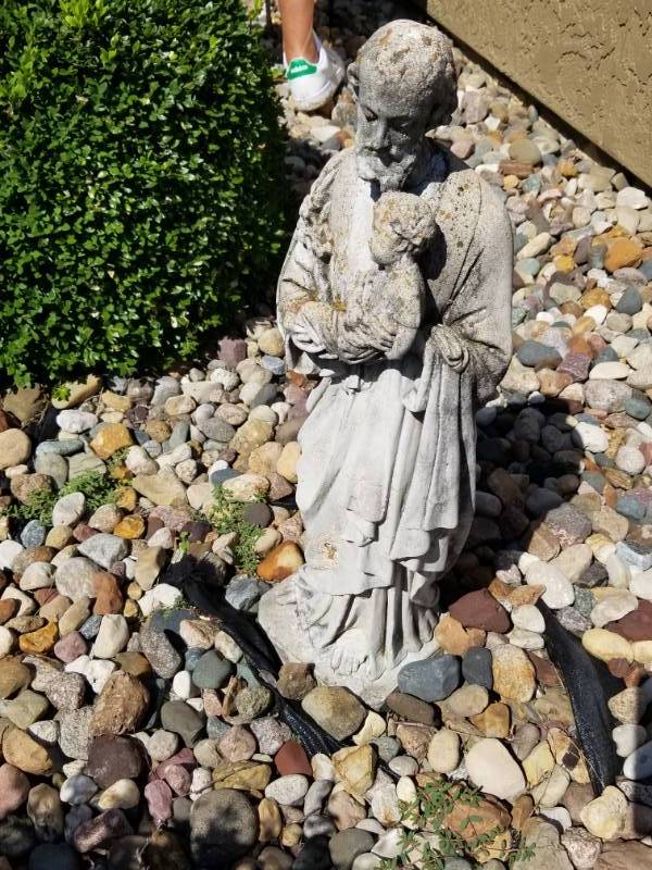 lot 70 image: Concrete Saint and Child Garden Statue