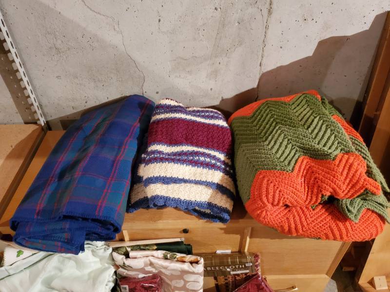 lot 127 image: Crocheted and Fleece Blankets Lot