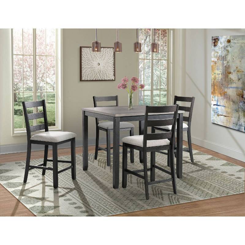 lot 7709 image: Kona Gray Counter Height Dining Set - Table & Four Chairs - 5pc - Picket House Furnishings