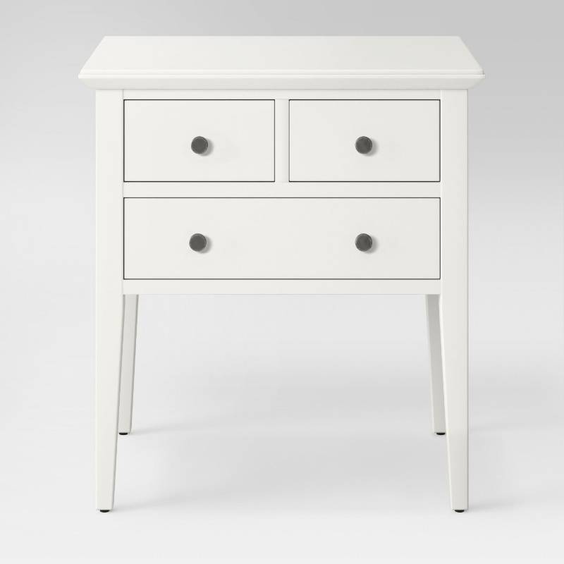 lot 7716 image: 3 Drawer End Table, White - Threshold