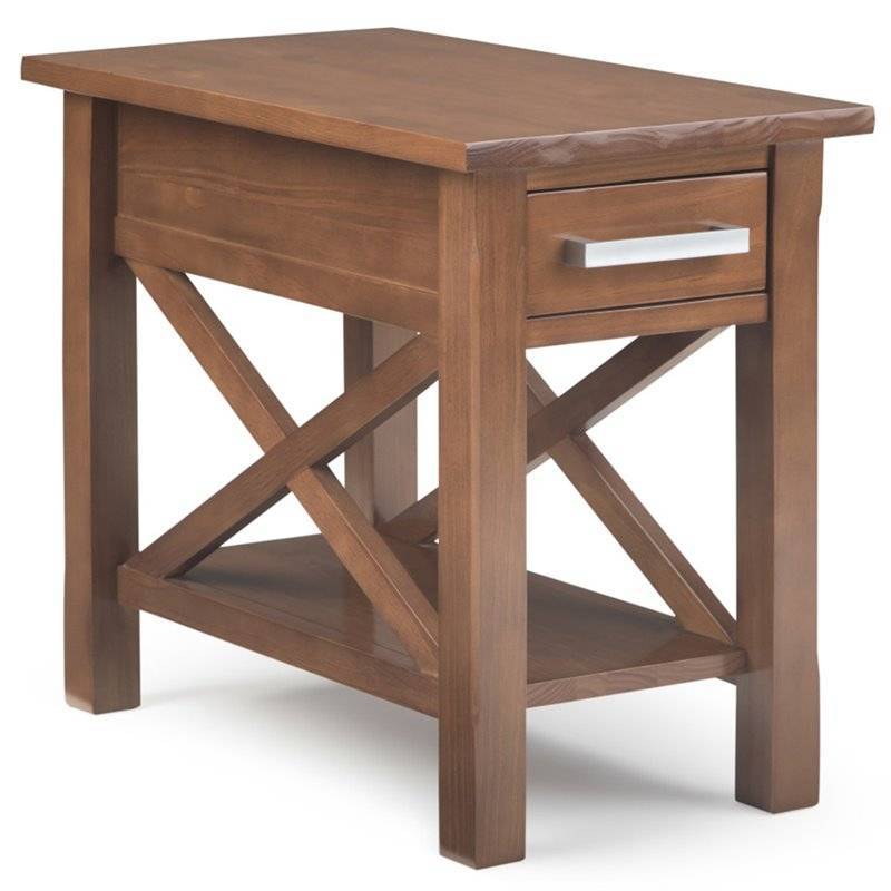 lot 7717 image: Simpli Home Kitchener 1 Drawer End Table in Medium Saddle Brown
