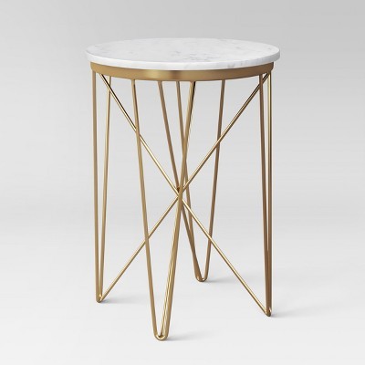 lot 7723 image: Marble Top Round Table Gold - Project 62