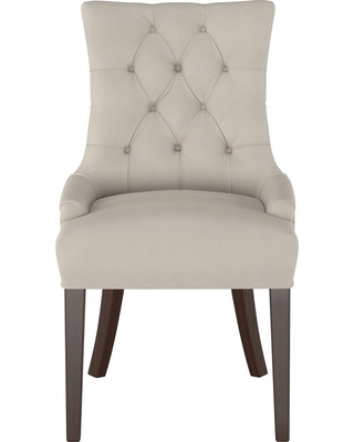 lot 7729 image: English Arm Dining Chair - Threshold Dove Gray Velvet