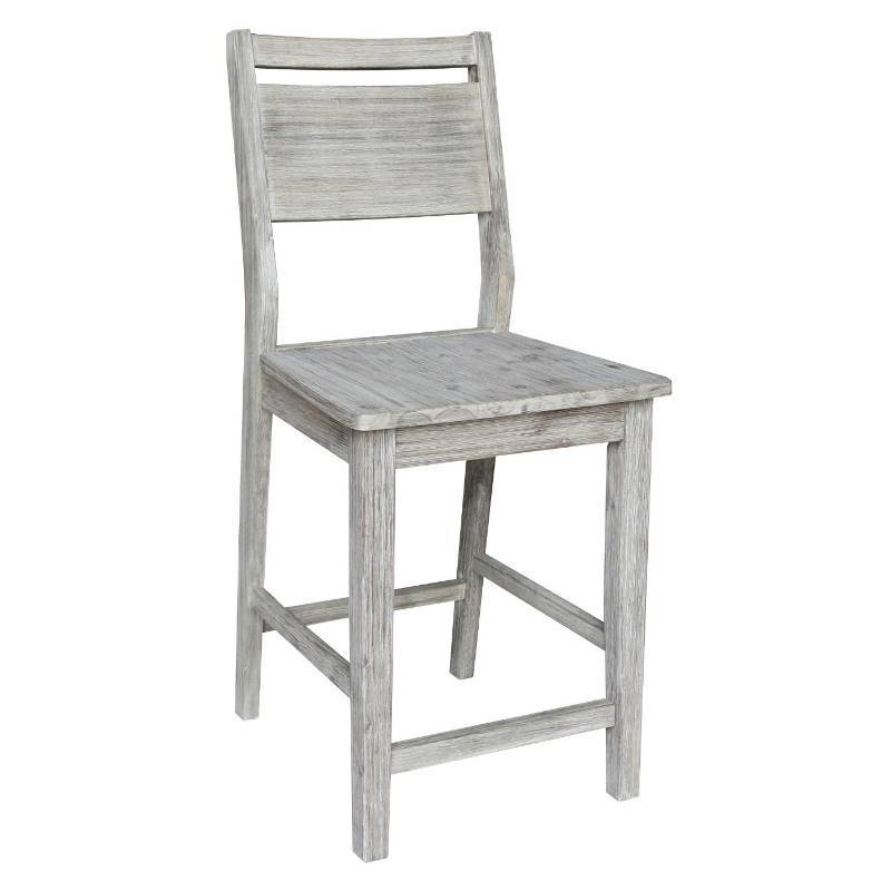 lot 7746 image: Modern Rustic Panelback Counterheight Stool Gray Wash - International Concepts