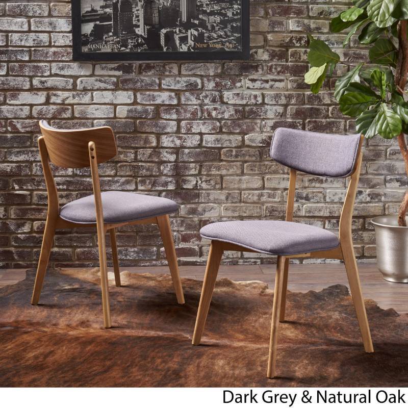 lot 7753 image: Christopher Knight Home Chazz Mid-Century Fabric Dining Chair (Set of 2) Light beige