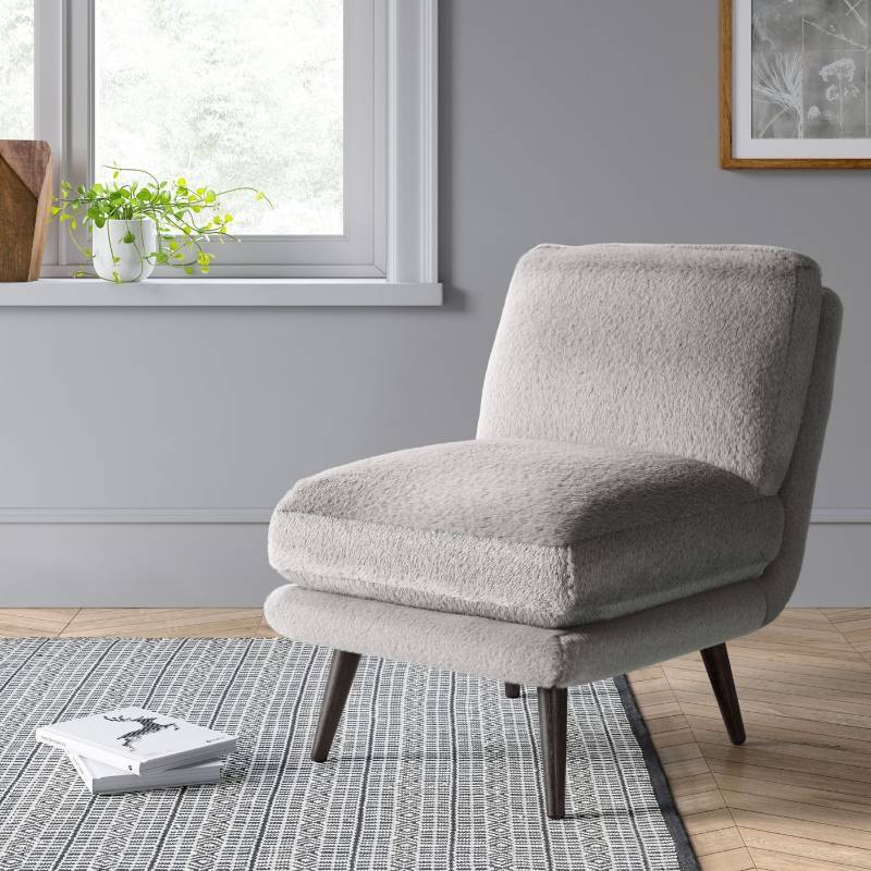 lot 7767 image: Harper Faux Fur Slipper Chair Gray - Project 62
