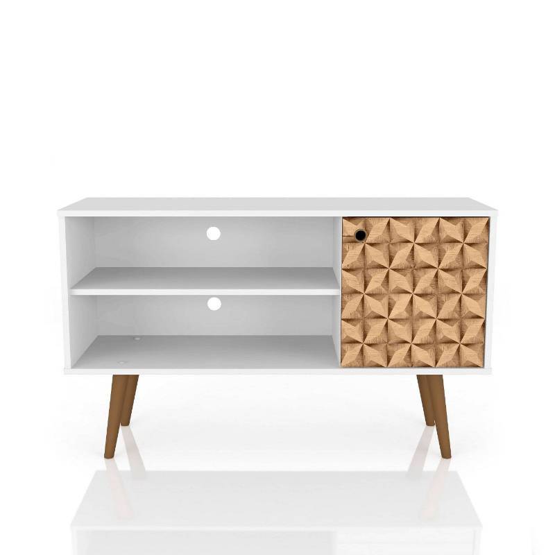 lot 7778 image: 42.52 Liberty Mid Century - Modern TV Stand with 2 Shelves and 1 Door - Manhattan Comfort